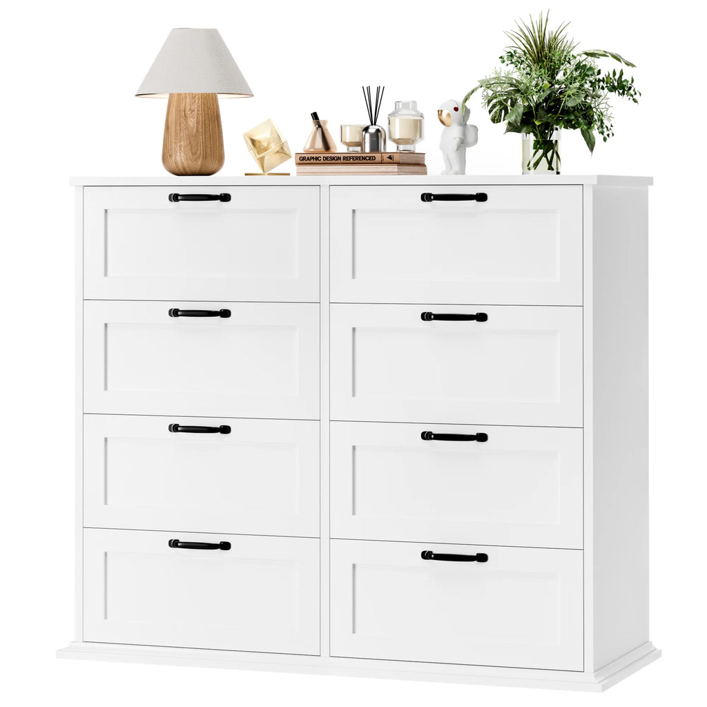 White 8 Drawer Wood Dresser W100384