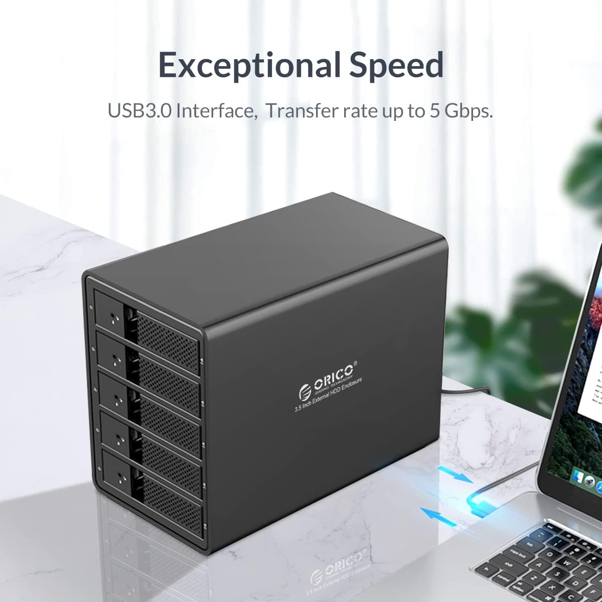 5 Bay USB 3.0 to SATA Aluminum Alloy RAID External Hard Drive Enclosure Z90878