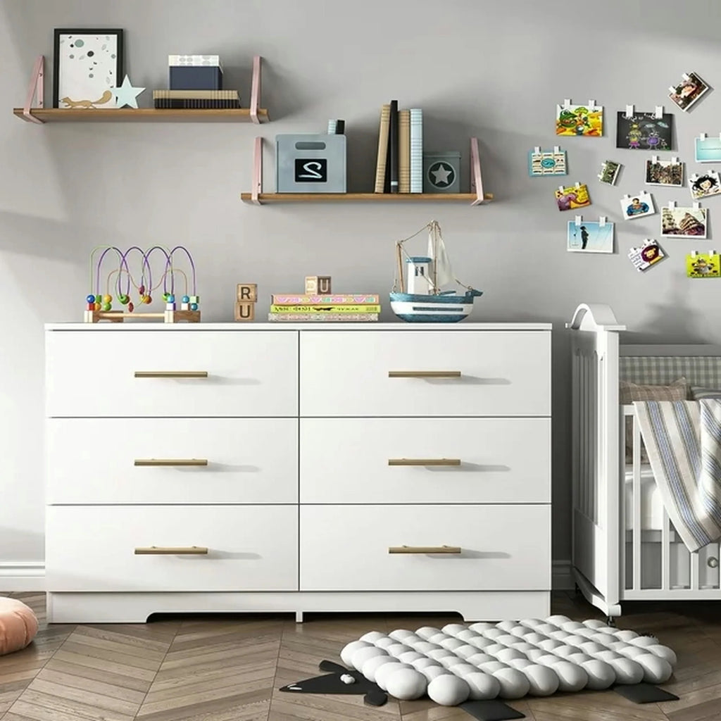 Black 6 Drawer Wood Dresser B6540