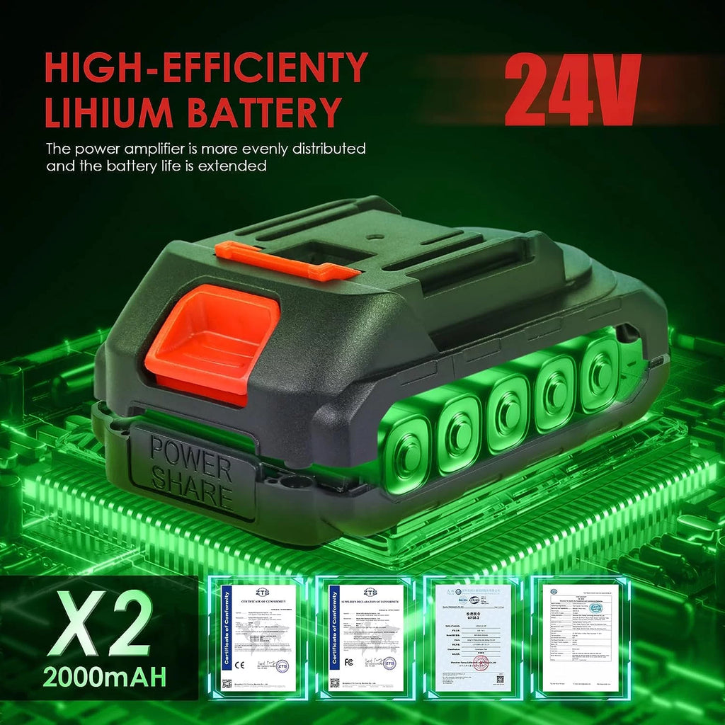 Cordless 6 Handheld Electric Chainsaw with 2 Chains H181534