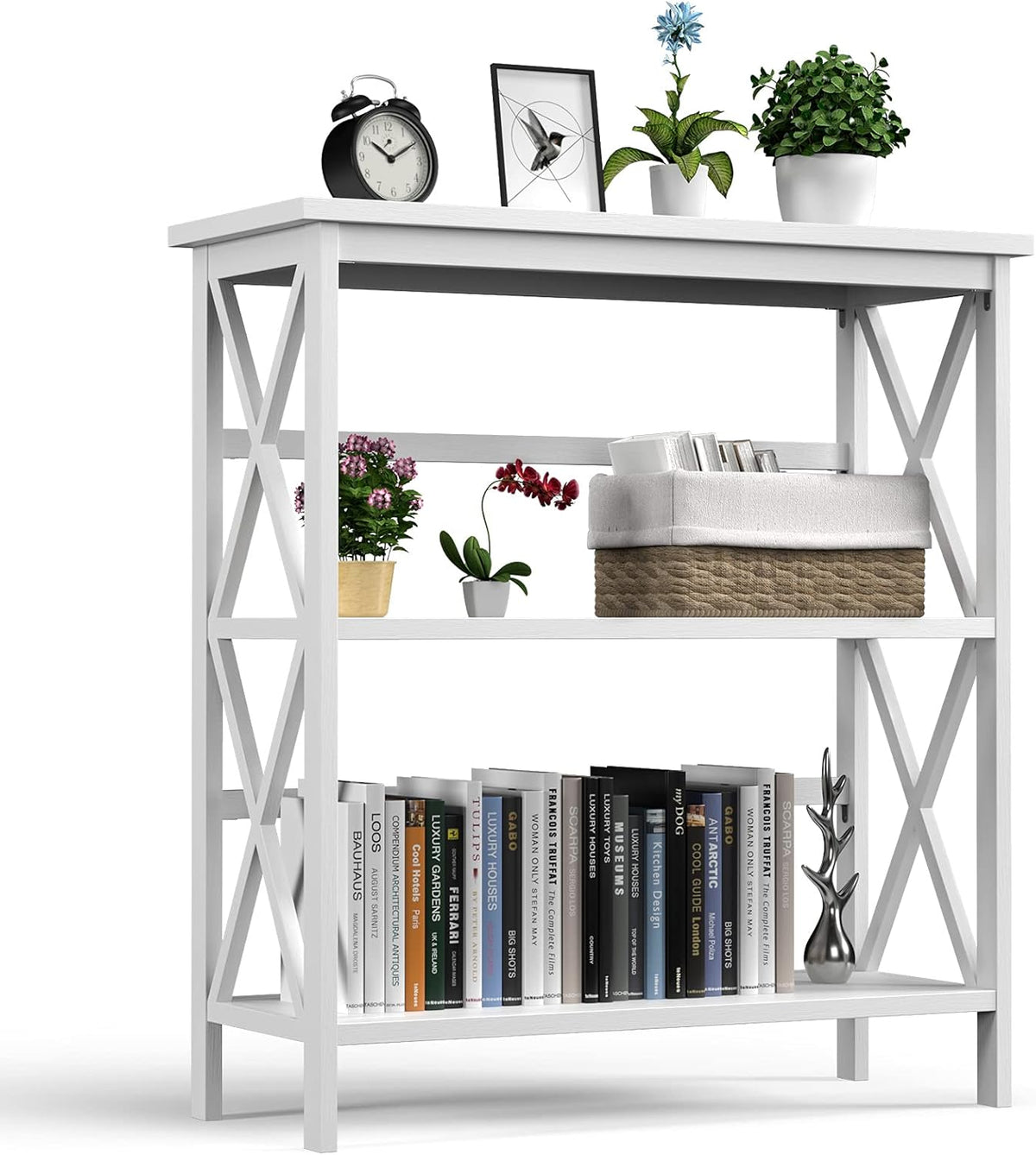 White 3-Tier Wooden Bookshelf N466