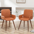 Beige Fabric Bentwood Frame Dining Chairs Set of 2 with Armrest Y146816