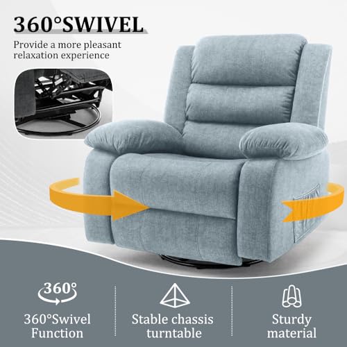 Beige Oversized Swivel Rocking Recliner Chair with Massage and Heat F5395