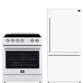 30 Electric Range and Refrigerator in White with Silver Handles Q92944