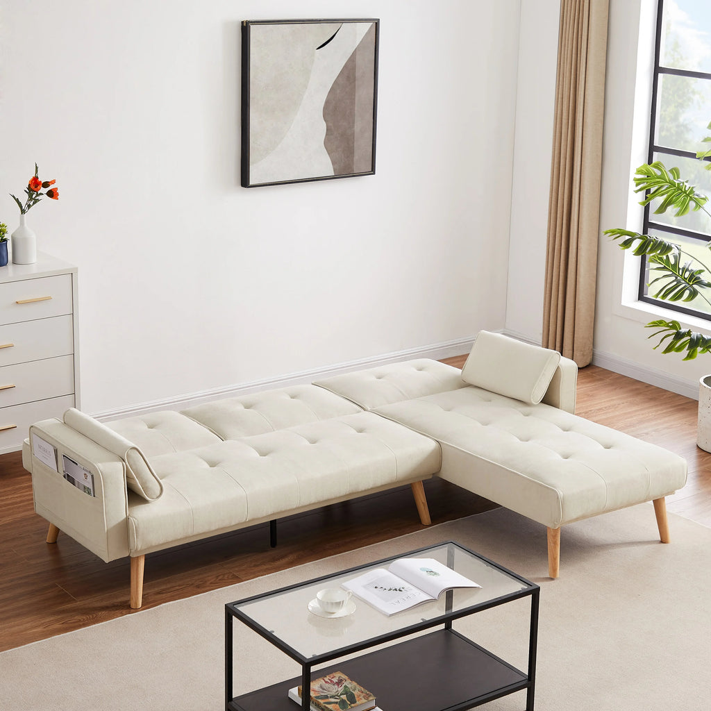 Dark Beige Convertible Sectional Sofa with Left Chaise U1529
