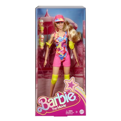 Skating Doll with Neon Outfit, Retro Gymnastics Suit, Pink Biker Shorts, Sun Shield, Neon Green Hoop Earrings, Skating Equipment, Impala Inline Skates H490