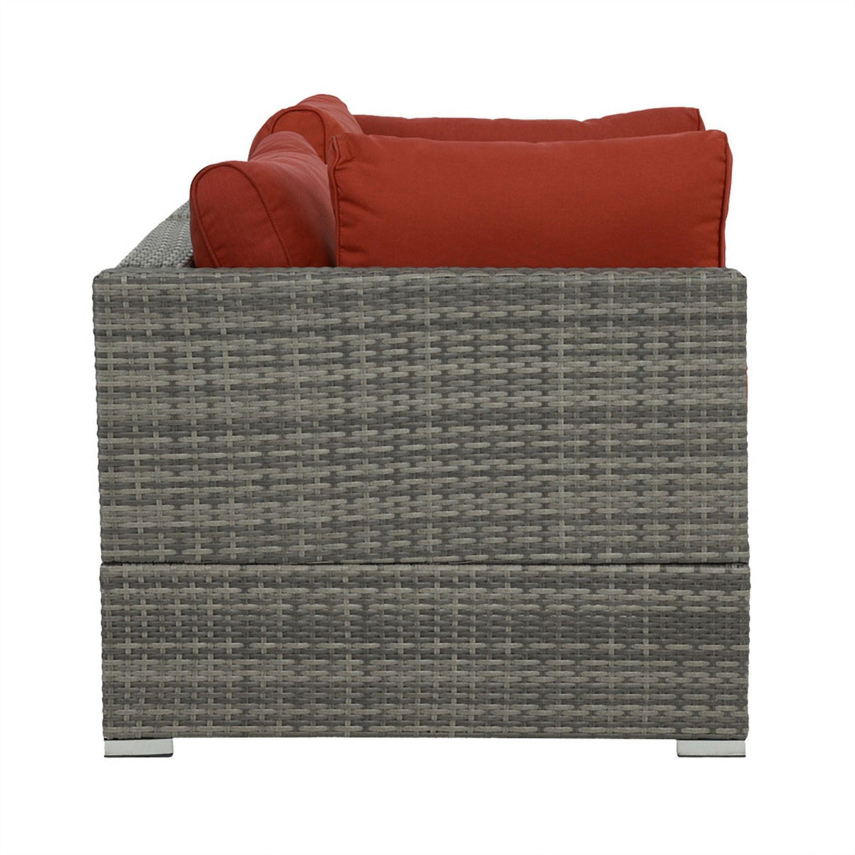 Red Wicker-Fabric Outdoor Loveseat Two Piece M306597