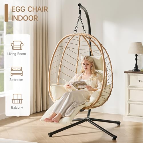 Hanging Egg Chair with Cushion and Stand C409220
