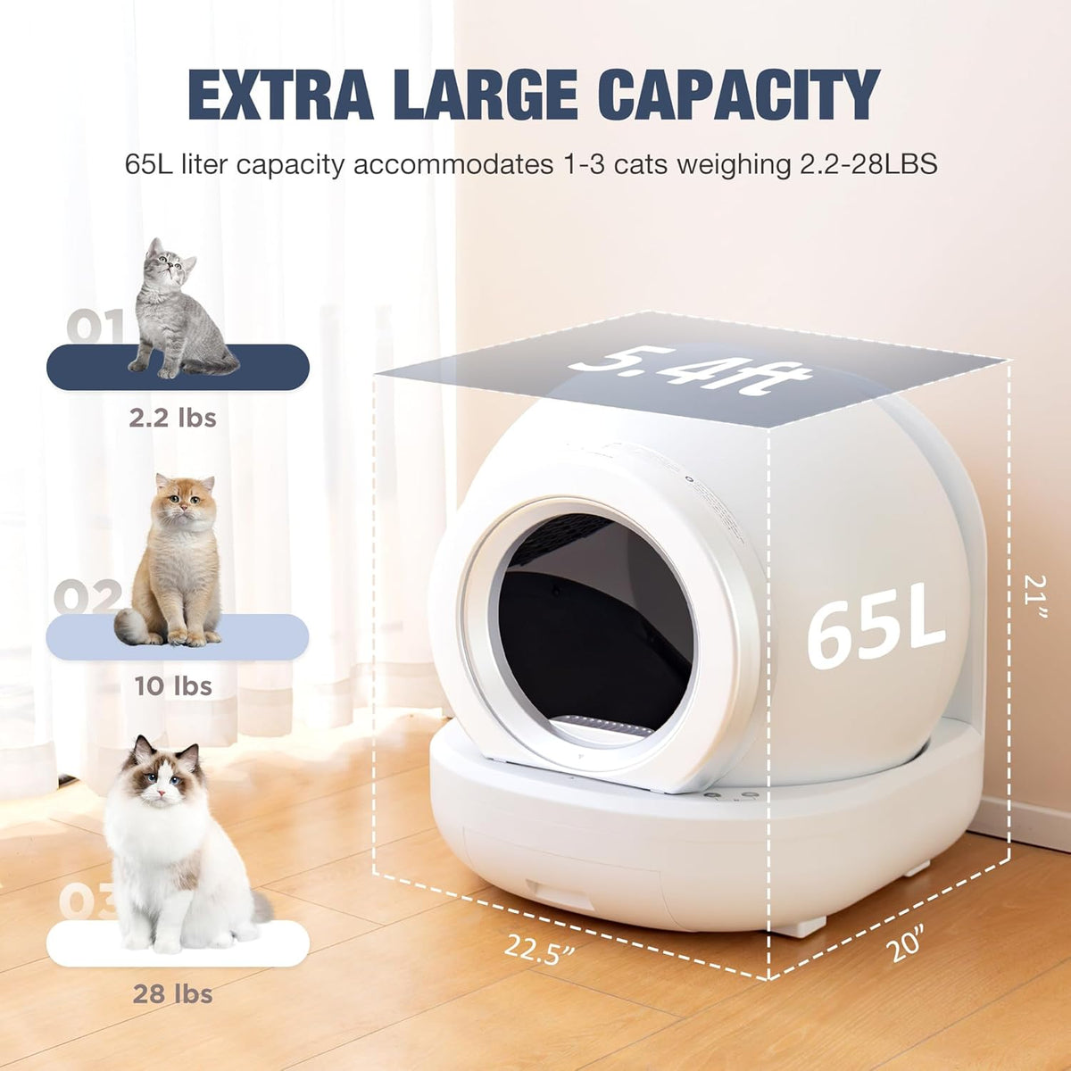Automatic Self Cleaning Large Capacity Cat Litter Box (Pure White) R58292
