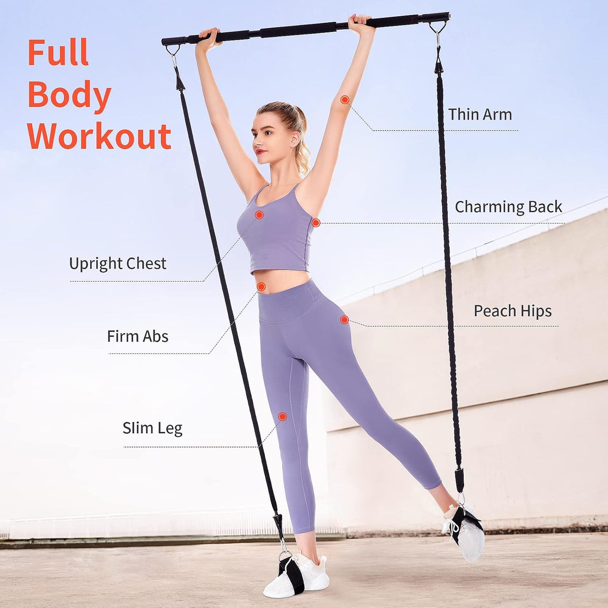 Resistance Band Bar with Easy Grip Foam, 43'' Length, Max Load 500lbs, Pack of 2 A70351