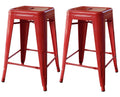 Red 24 Inch Metal Bar Stool 2 Piece T496