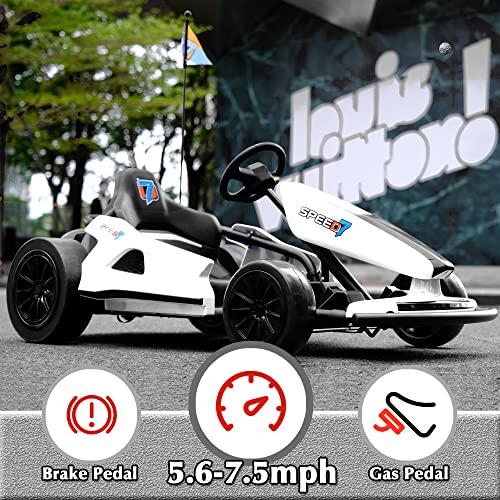 24V 10Ah Electric Go Kart with Drifting Function, 2WD Ride On Car, White G10220