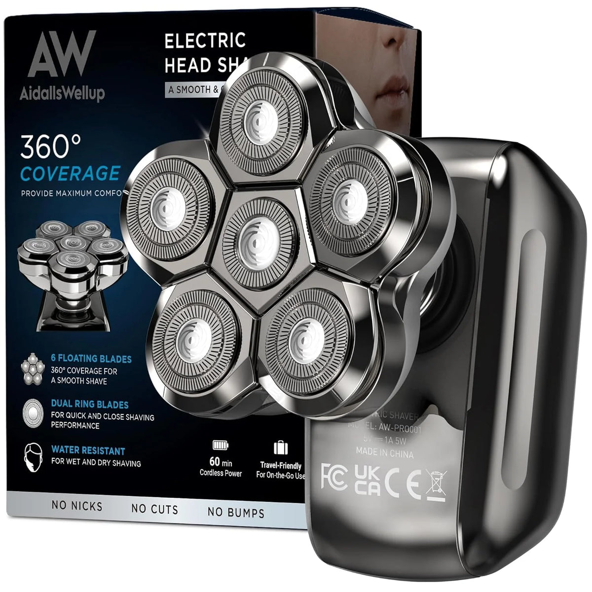 Cordless Waterproof Electric Head Shaver Q30582