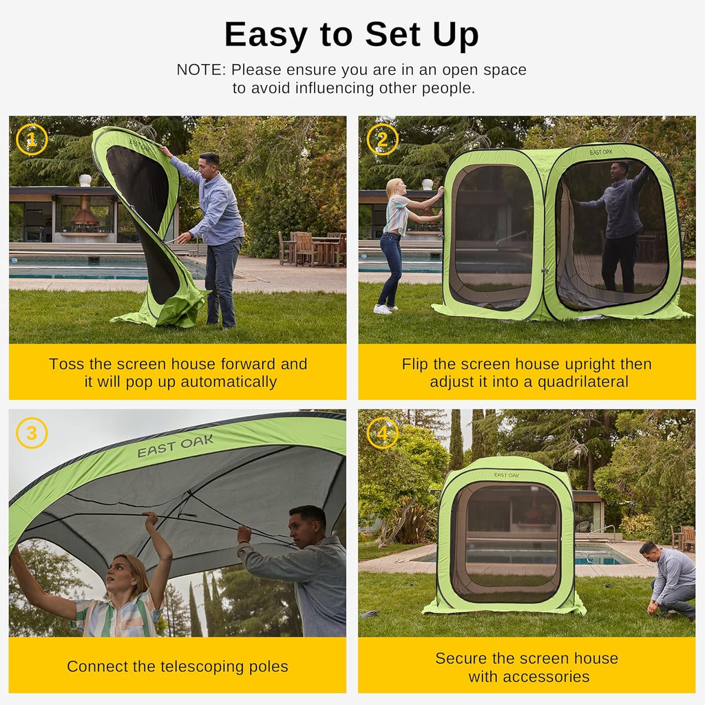 Light Green Pop-Up Screen Tent 6 x 6 FT with Carry Bag W498154