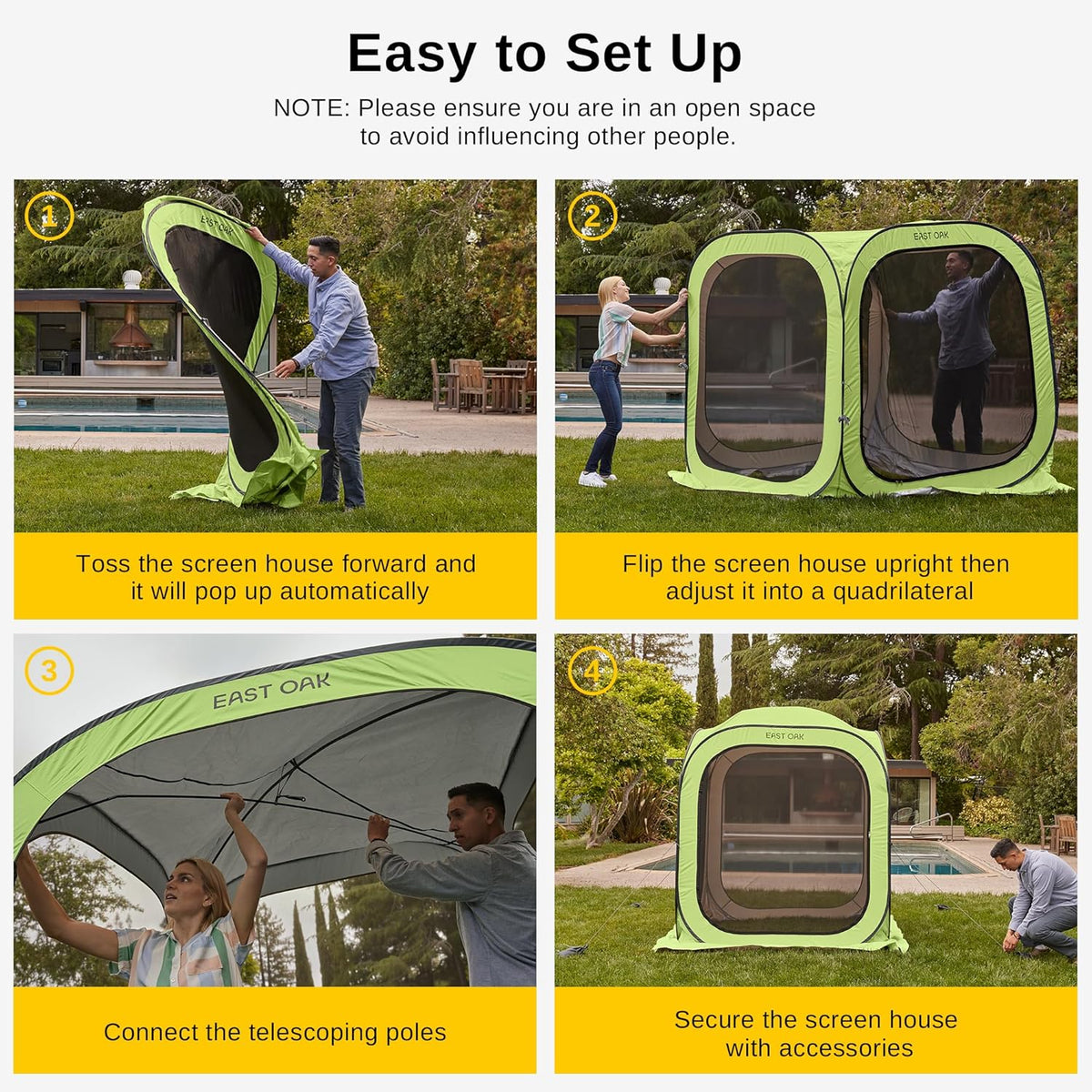 Light Green Pop-Up Screen Tent 6 x 6 FT with Carry Bag W498154