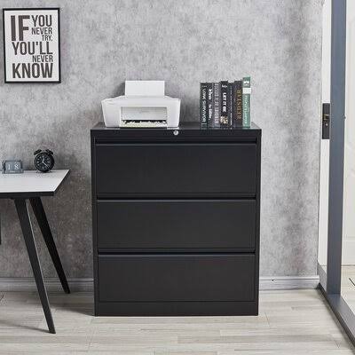 Black 3-Drawer Vertical Filing Cabinet J1267