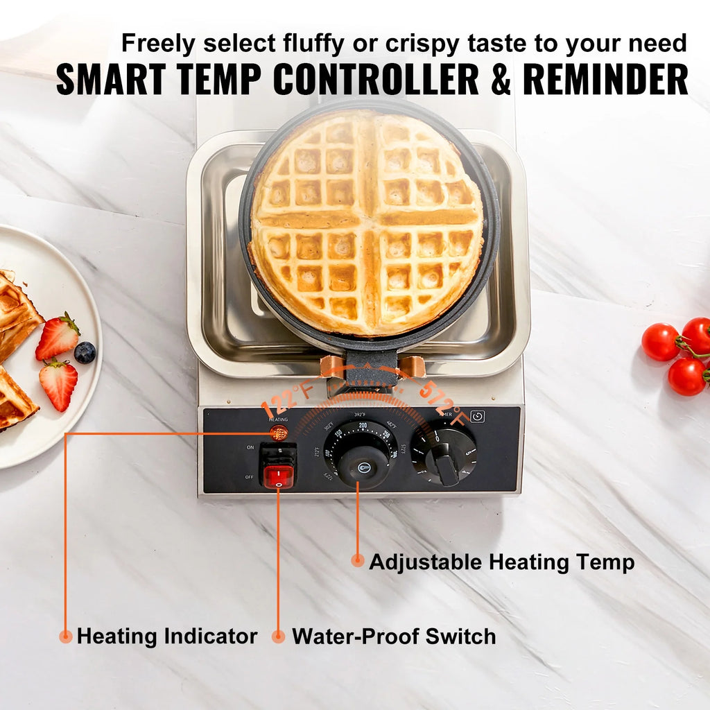 Round Waffle Maker 1300W Non-Stick Waffle Iron S429