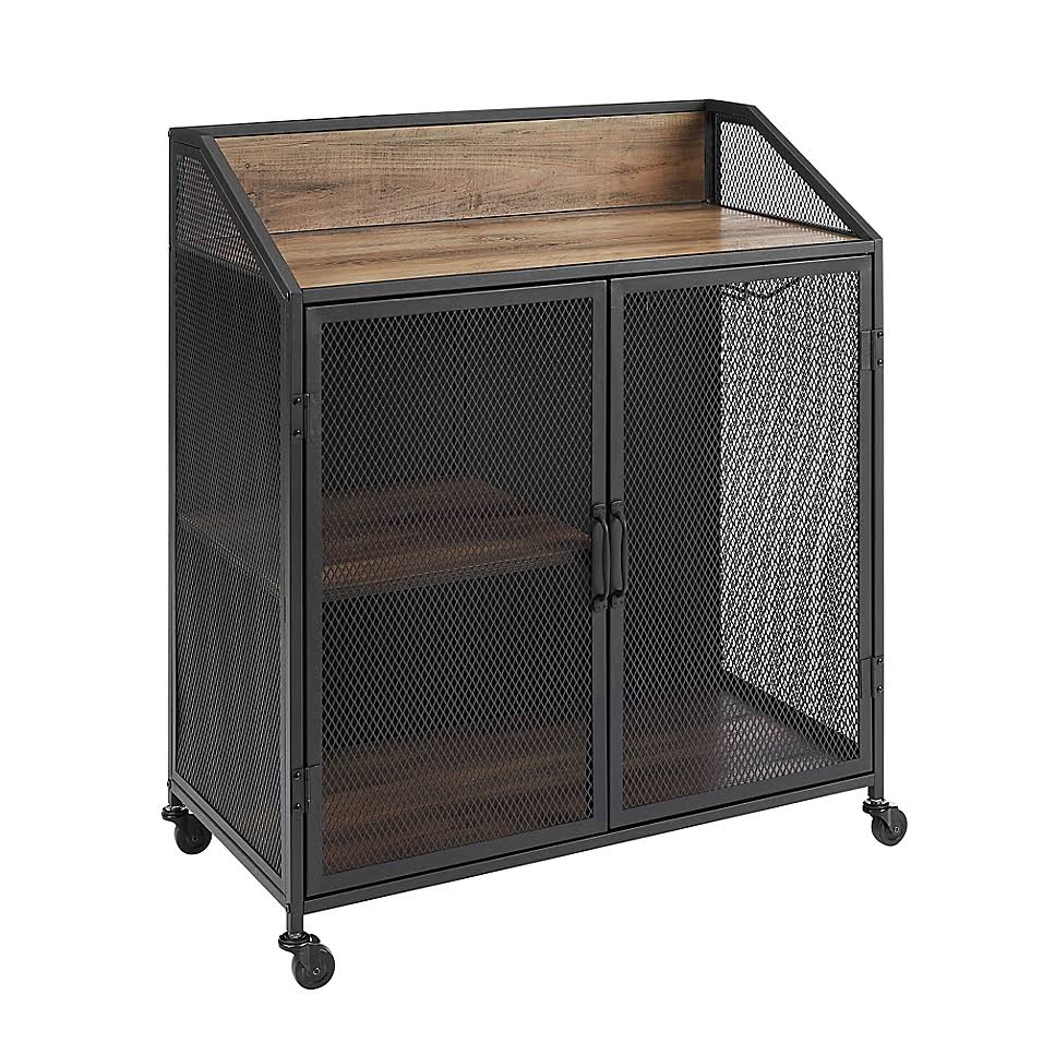 33x22 Rustic Oak Wood Bar Cabinet J67304