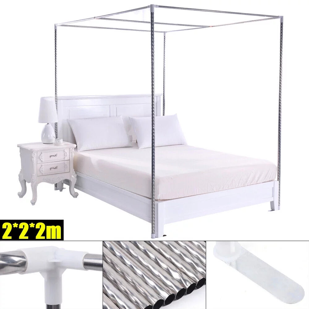 Detachable Silver Stainless Steel Bedding Canopy Frame L883288