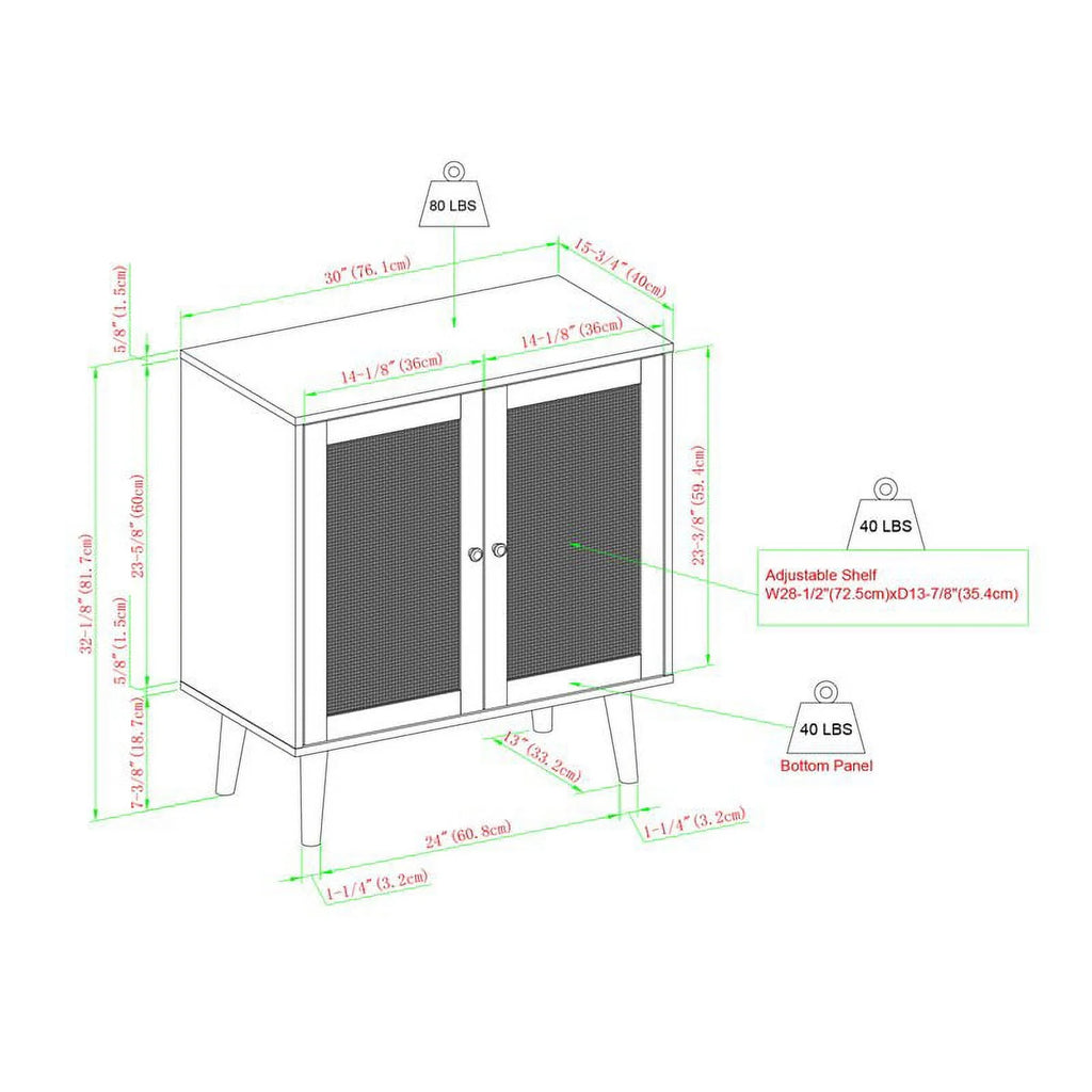 Black Solid Wood and Rattan Accent Cabinet X16219