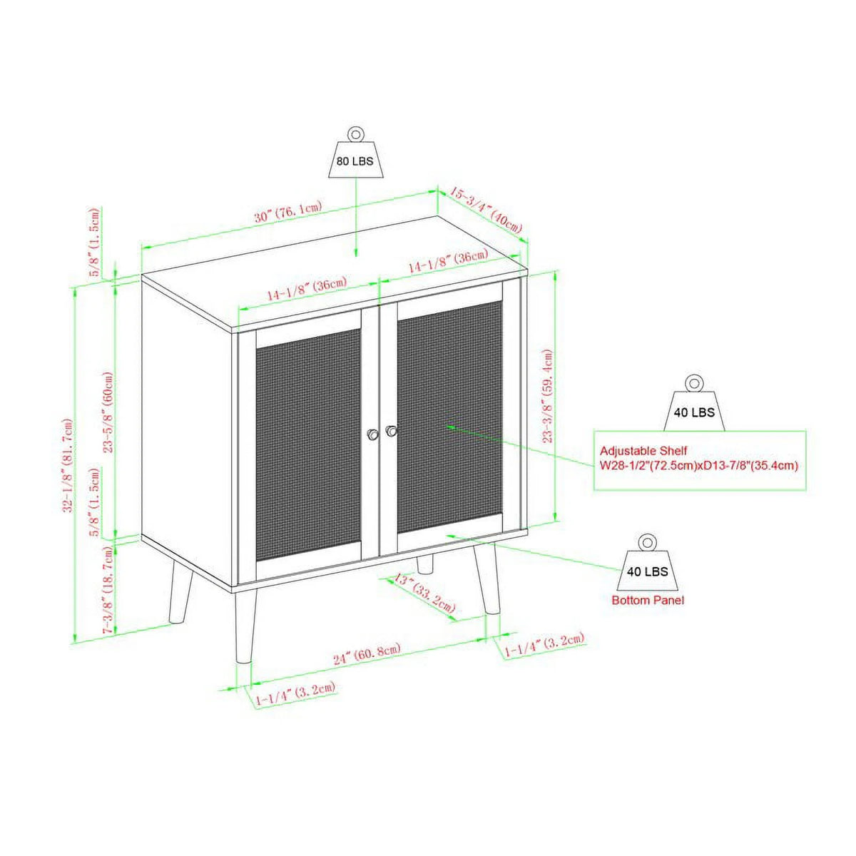 Black Solid Wood and Rattan Accent Cabinet X16219