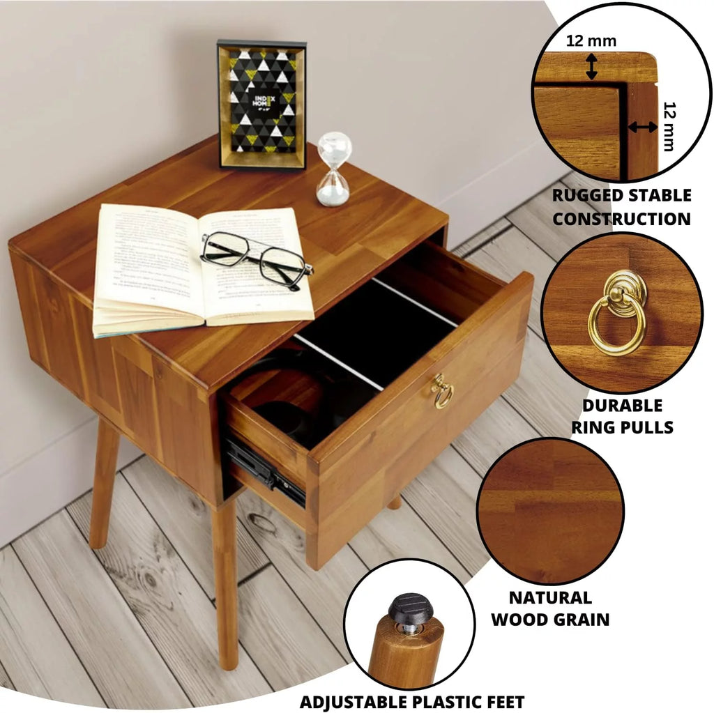 Solid Acacia Wood Nightstand J111666
