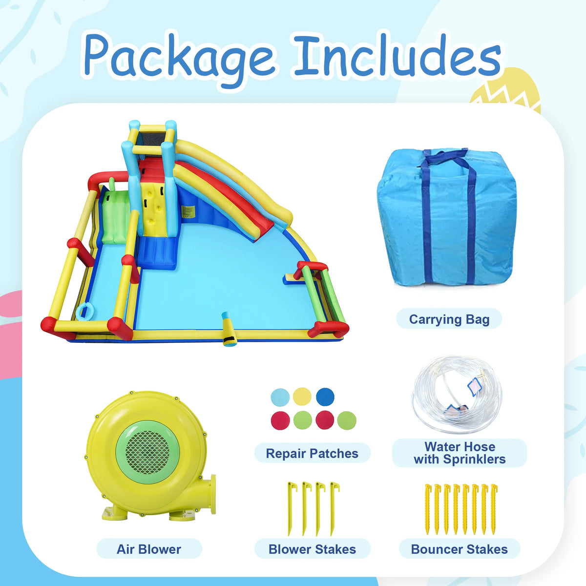 Inflatable Water Slide Park with Climbing Wall and Splash Pool J83728
