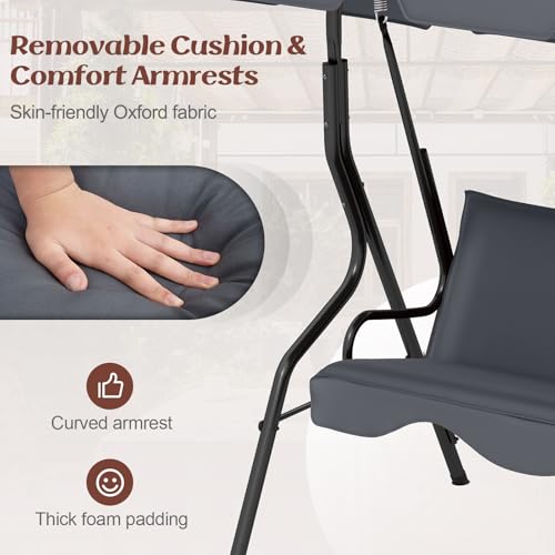3 Person Porch Swing with Removable Cushion and Canopy X3968