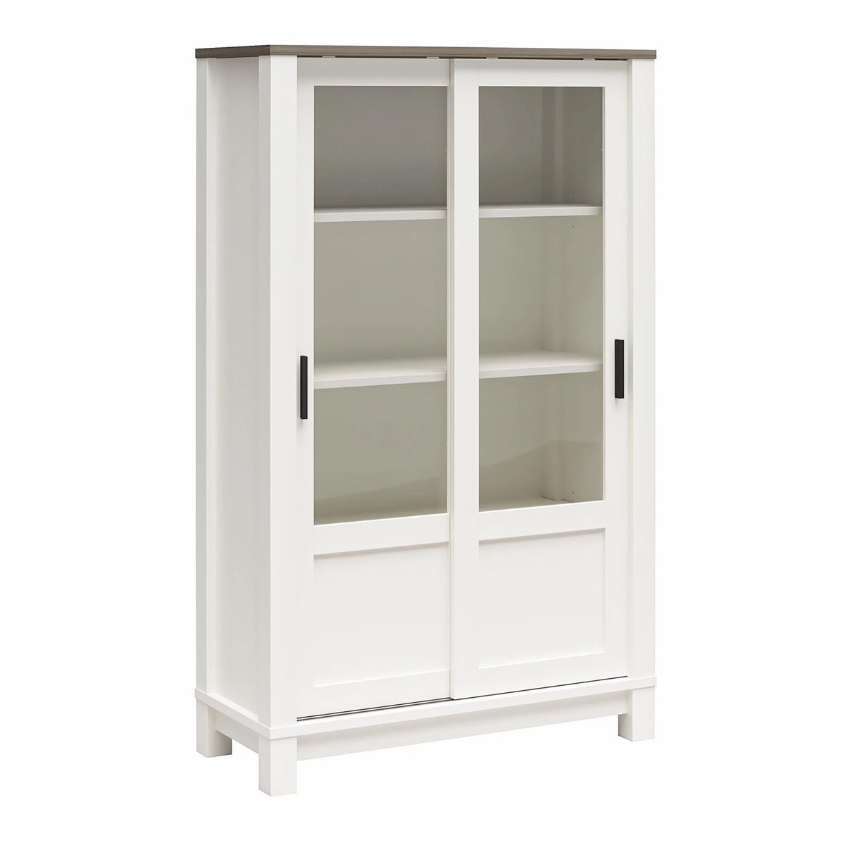 White Bookcase Cabinet with Sliding Glass Doors L2507