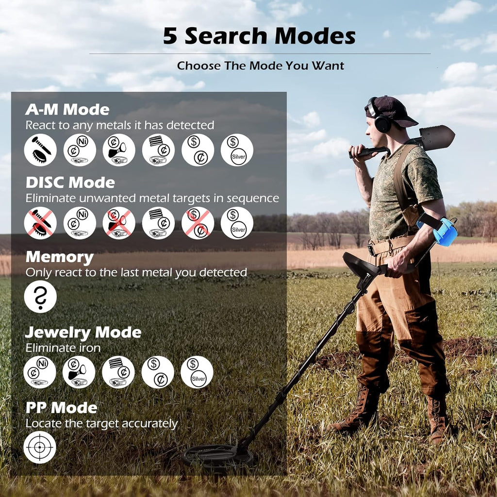 Waterproof Metal Detector with 10" IP68 Search Coil and Headphone B41716