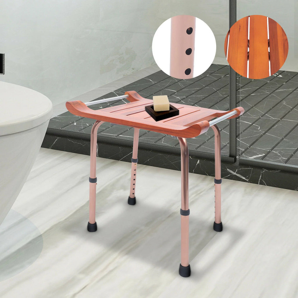 Adjustable Teak Bath Bench Shower Chair 300lbs I991577