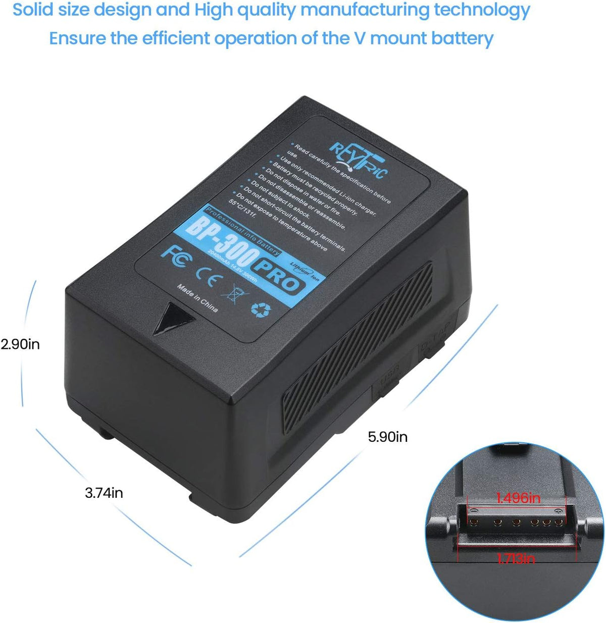 300Wh V Mount Battery with D-Tap Charger and Cable O933