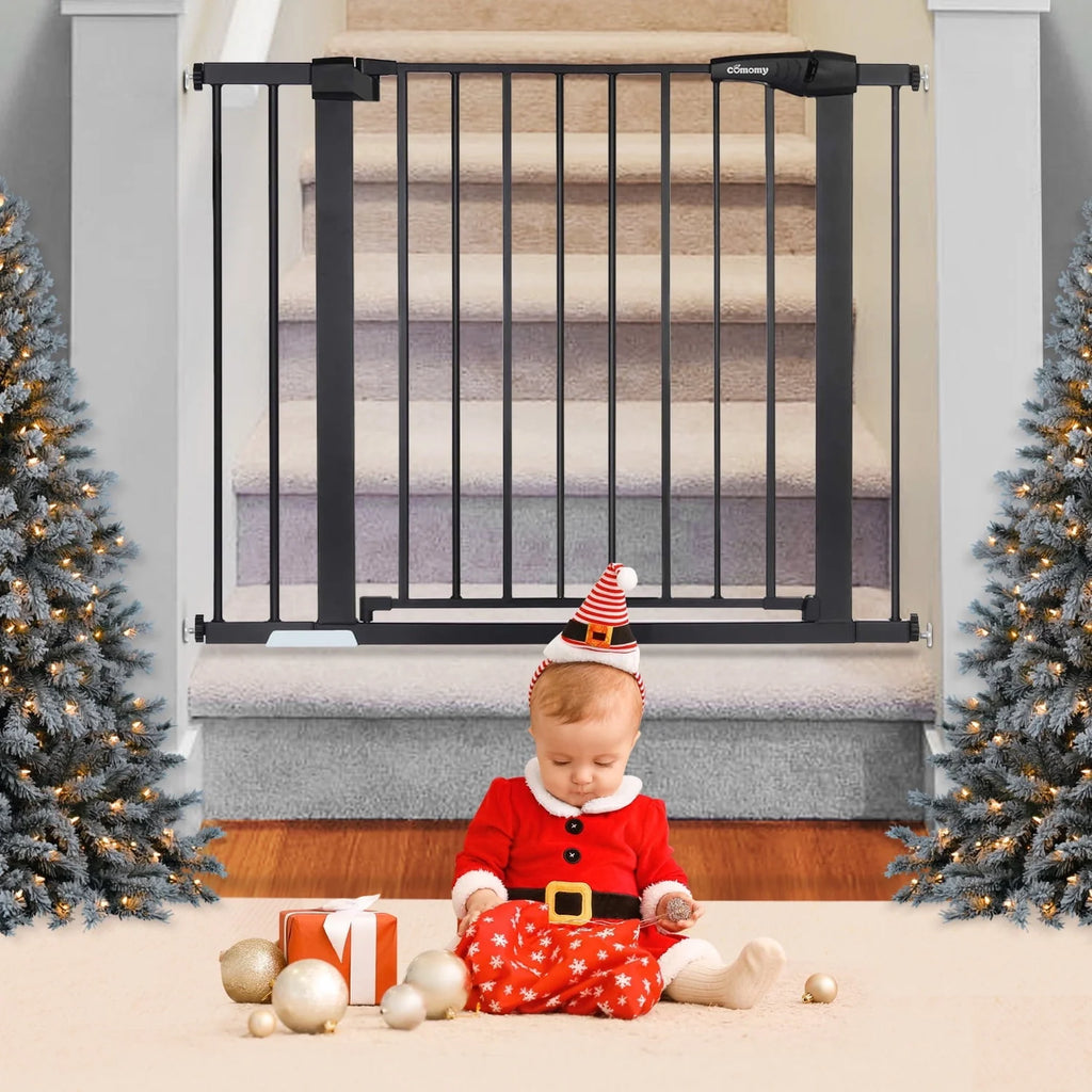 Baby Safety Gate, 29.5''- 40.5'' Wide Pressure Mount, Black M988738