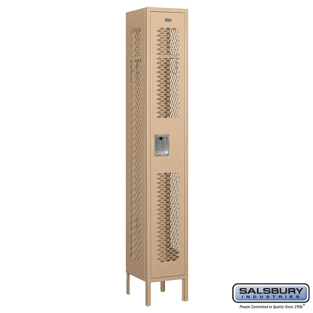 Vented Metal Locker, Single Tier, 6 Feet High, Tan U429