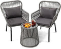 3 Pieces Rattan Wicker Bistro Set with Glass Top Table W617342