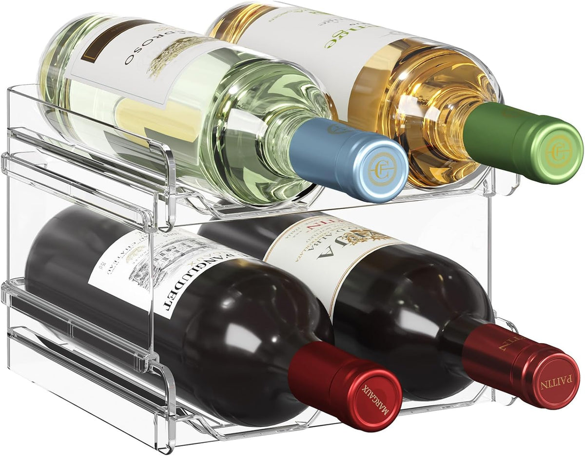 2 Tier Bar Cart with 9 Wine Bottle Racks D824430