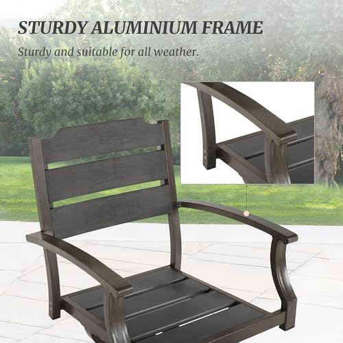 5Pcs Outdoor Patio Dining Set with Umbrella Hole, Aluminum Frame, Brown U159719