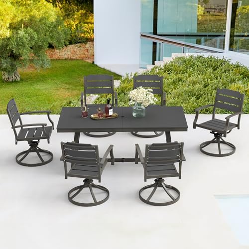 5Pcs Outdoor Patio Dining Set with Umbrella Hole, Aluminum Frame, Brown U159719