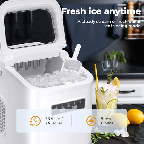 Countertop Ice Maker, 26.5lbs/24h, 2 Sizes of Ice Cube C68240