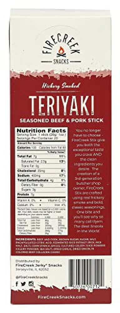 Teriyaki Hickory Smoked Beef Jerky Meat Stick, 20 I29112
