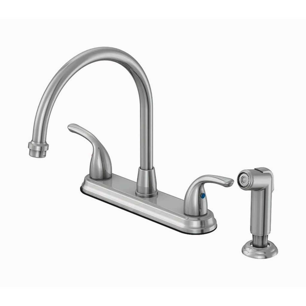 Brushed Nickel Two Handle Kitchen Faucet Side Spray C954