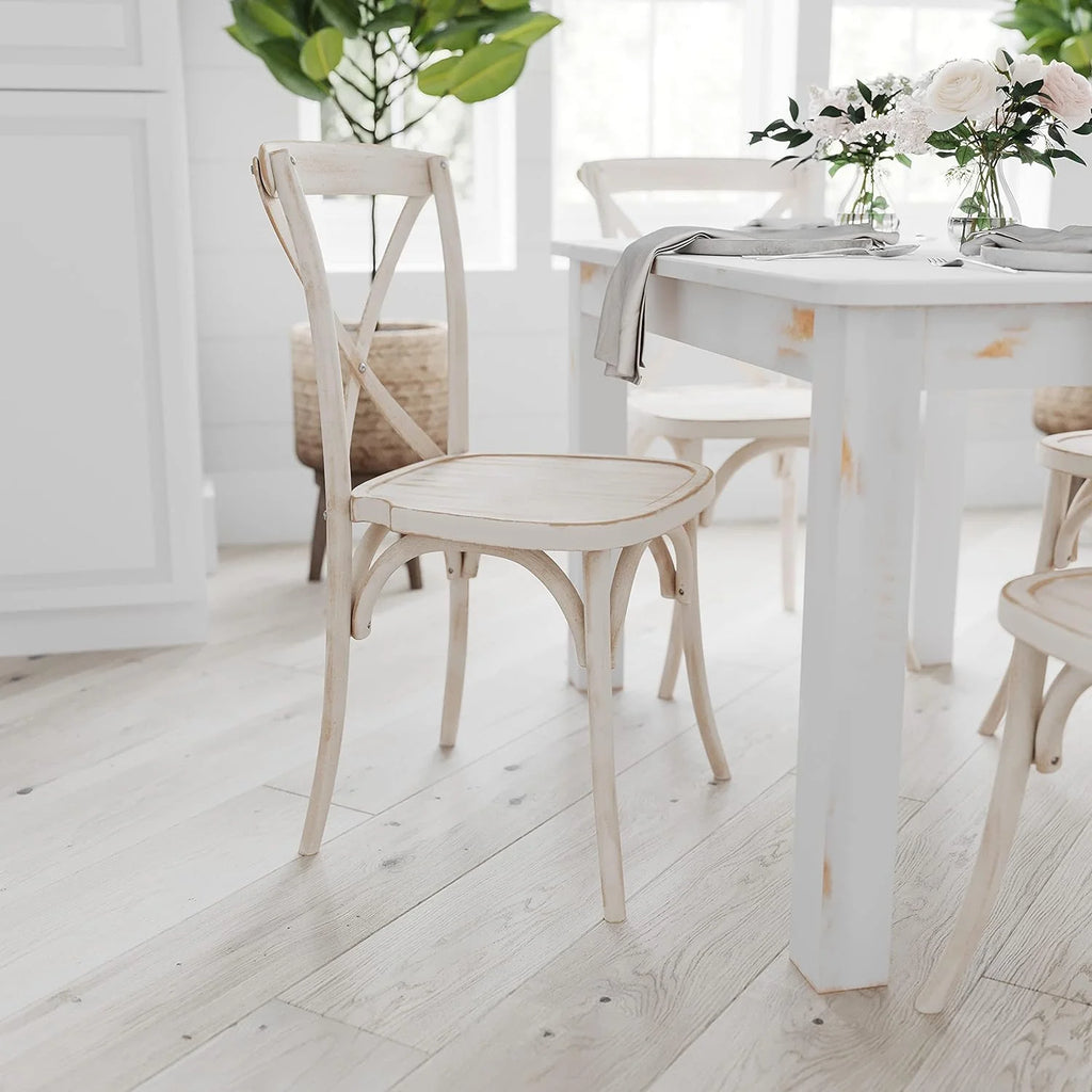 46" X 30" Rectangular Antique Rustic White Solid Pine Dining Table U92104