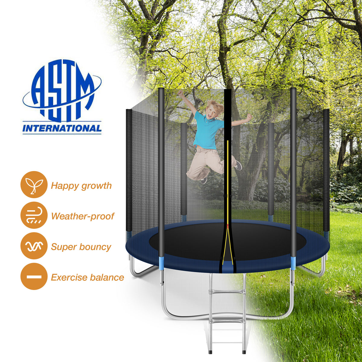 8ft Trampoline with Safety Enclosure Net and Ladder E534