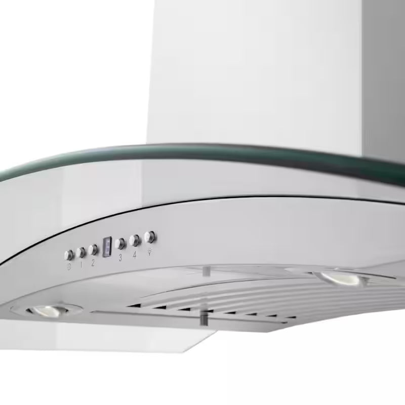 48 in. 400 CFM Ducted Wall Mount Range Hood in Stainless Steel & Glass I446575