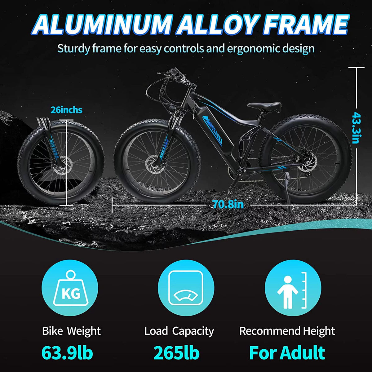 500W 26'' Fat Tire Electric Mountain Bike X918