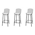 Black and White Barstool, Set of 3 with Seat Cushion I64971