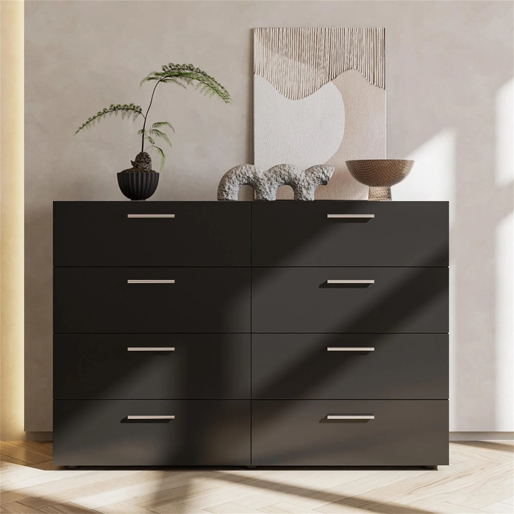 Black 6 Drawer Wood Dresser B6540