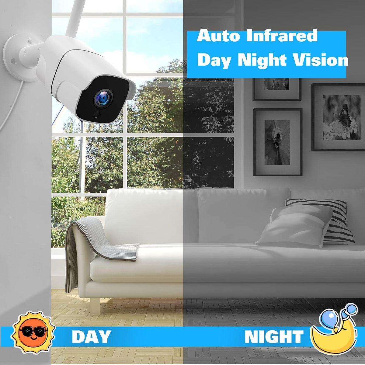 1080P Wireless Security Camera System with 1TB Hard Drive & 12 Monitor, 8CH NVR, 4pcs 2.0MP Outdoor IP Cameras T1854