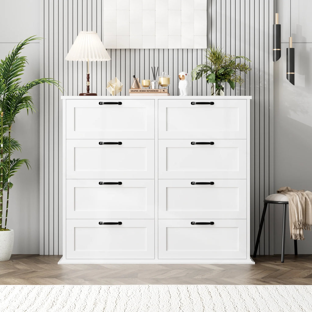 White 8 Drawer Wood Dresser W100384