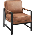 Light Brown Faux Leather Accent Chair with Metal Frame P936